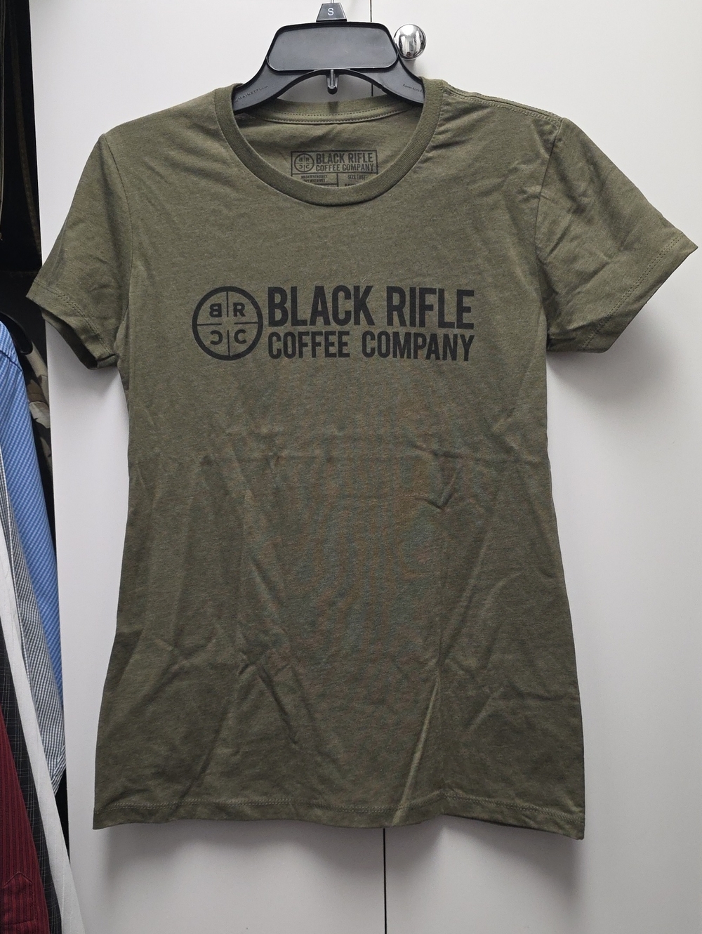 NWOT. Black Rifle Coffee Co. Women's Olive Logo T-Shirt